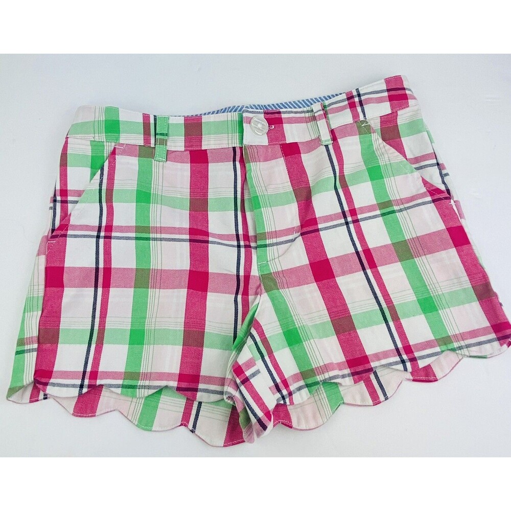 Crown & Ivy Kids  Girls Scalloped Shorts Size 10 Plaid w/adjustable waist